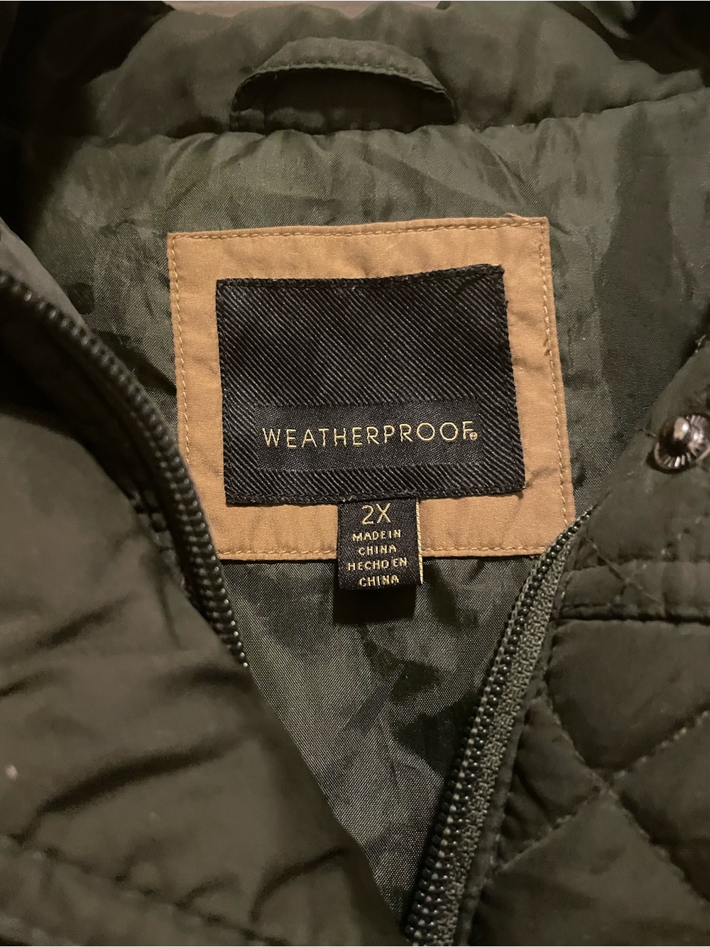 Weatherproof Quilted Puffer Jacket in Olive. Size 2x. Get ready for winter! $25